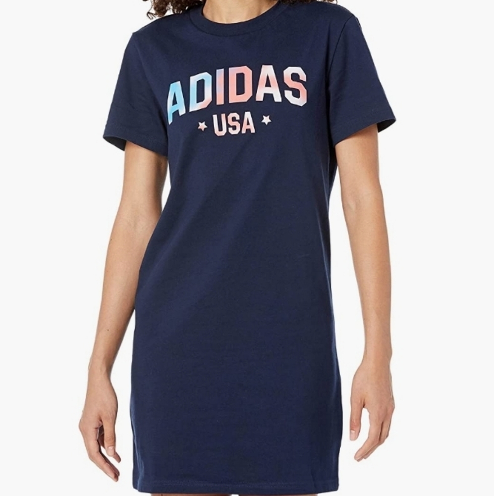 adidas usa Logo shirt Dress multi sport women's blue size M - Picture 1 of 8